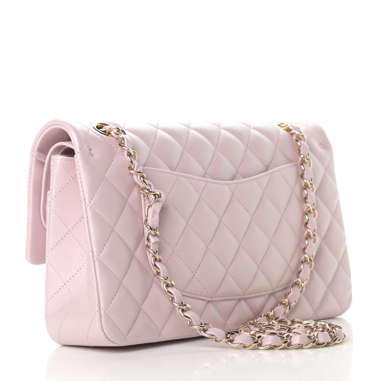 Chanel Iridescent Calfskin Quilted Medium Double Flap Light Pink 3 of 11