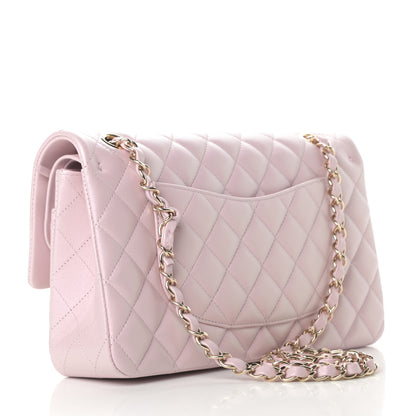 Chanel Iridescent Calfskin Quilted Medium Double Flap Light Pink 3 of 11