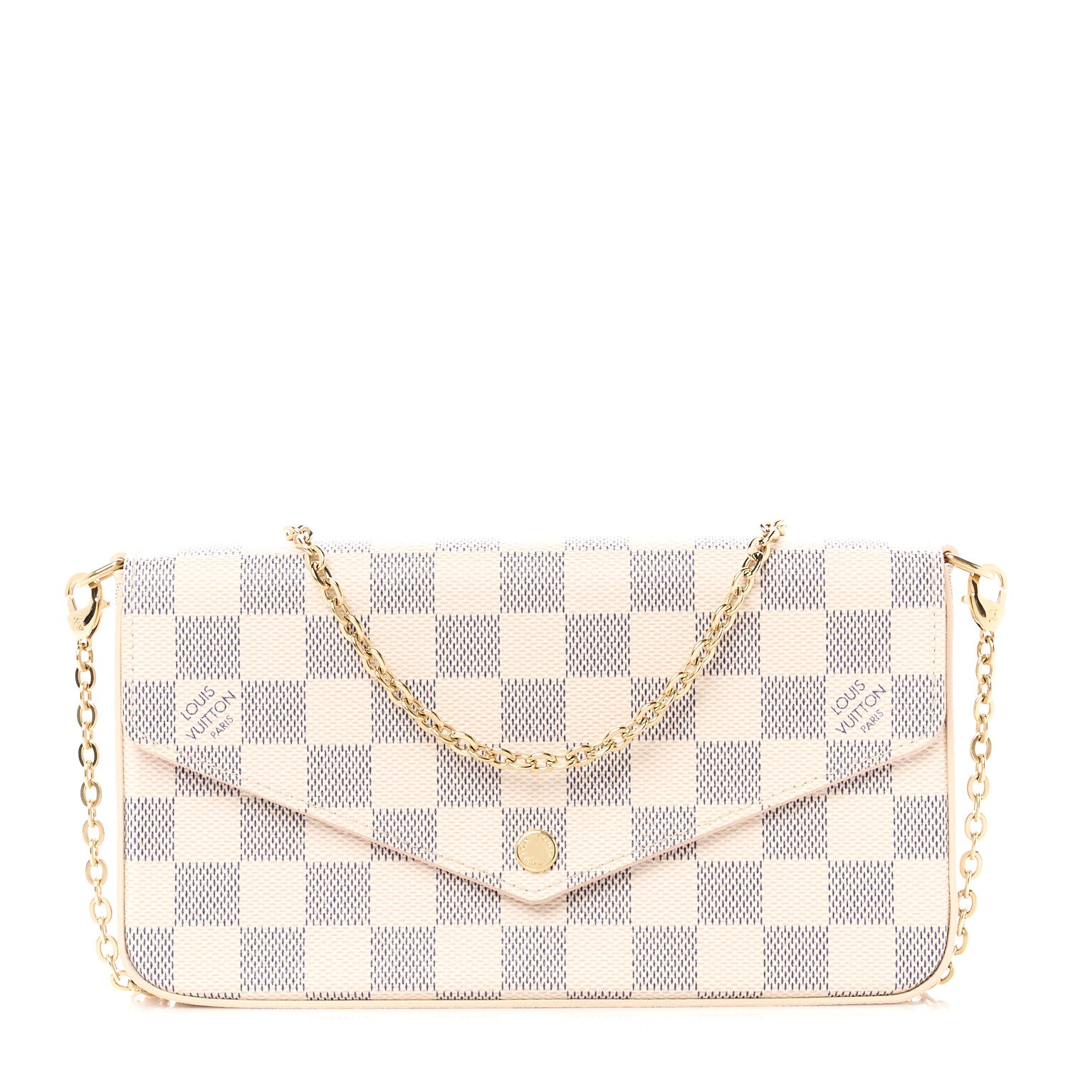 Louis Vuitton Damier Azur Pochette Felicie Chain Wallet Rose Ballerine 1 of 9