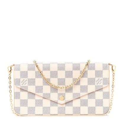 Louis Vuitton Damier Azur Pochette Felicie Chain Wallet Rose Ballerine 1 of 9