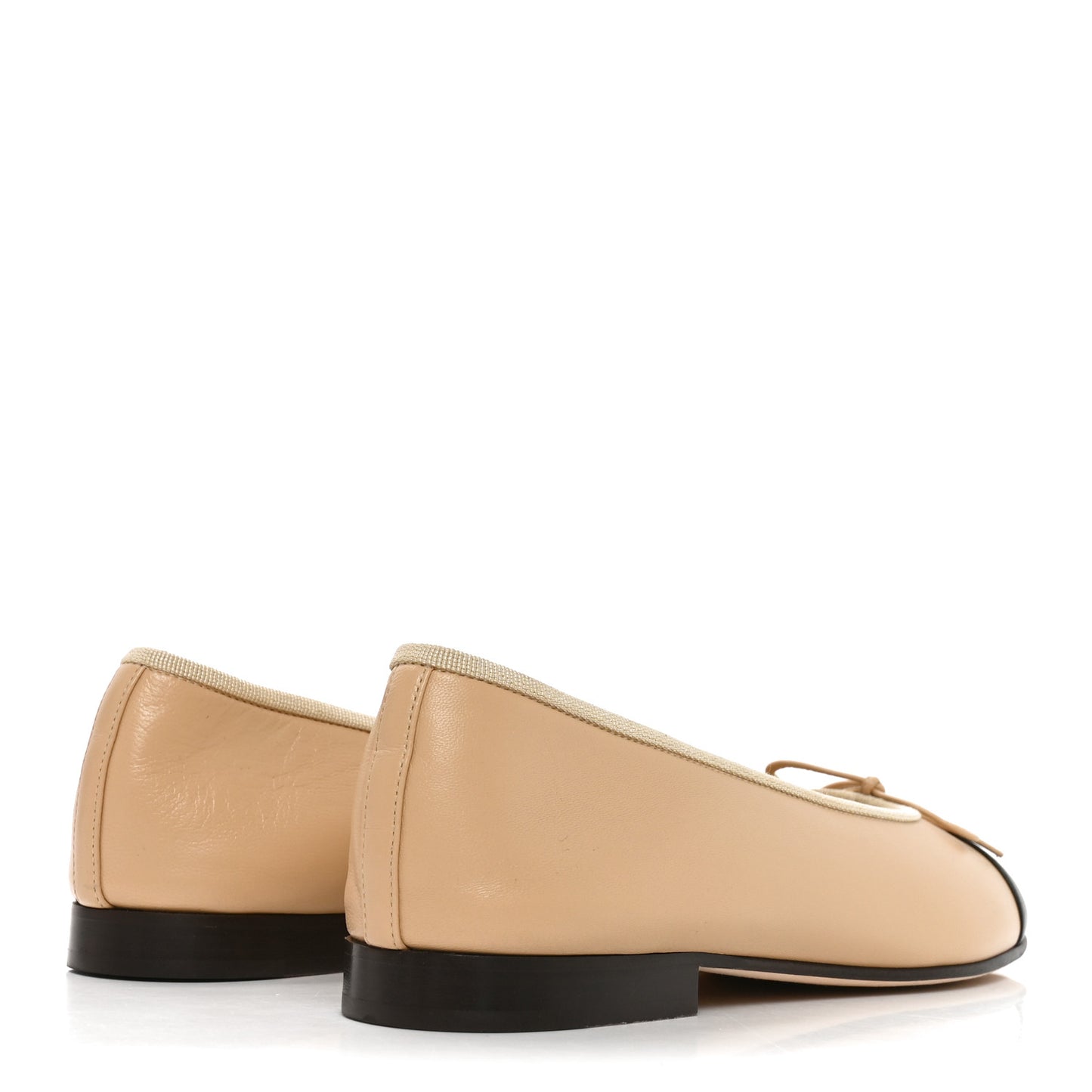 Lambskin Cap Toe CC Ballerina Flats 39 Beige Black
