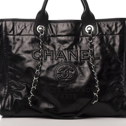 Chanel Glazed Calfskin Medium Deauville Tote Black 10 of 10