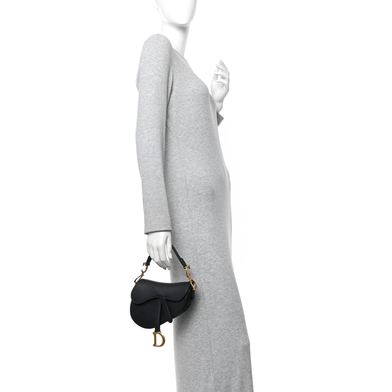 Christian Dior Grained Calfskin Mini Saddle Bag Black 2 of 10