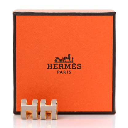 Hermes Gold Lacquered Pop H Earrings Marron Glace 7 of 7