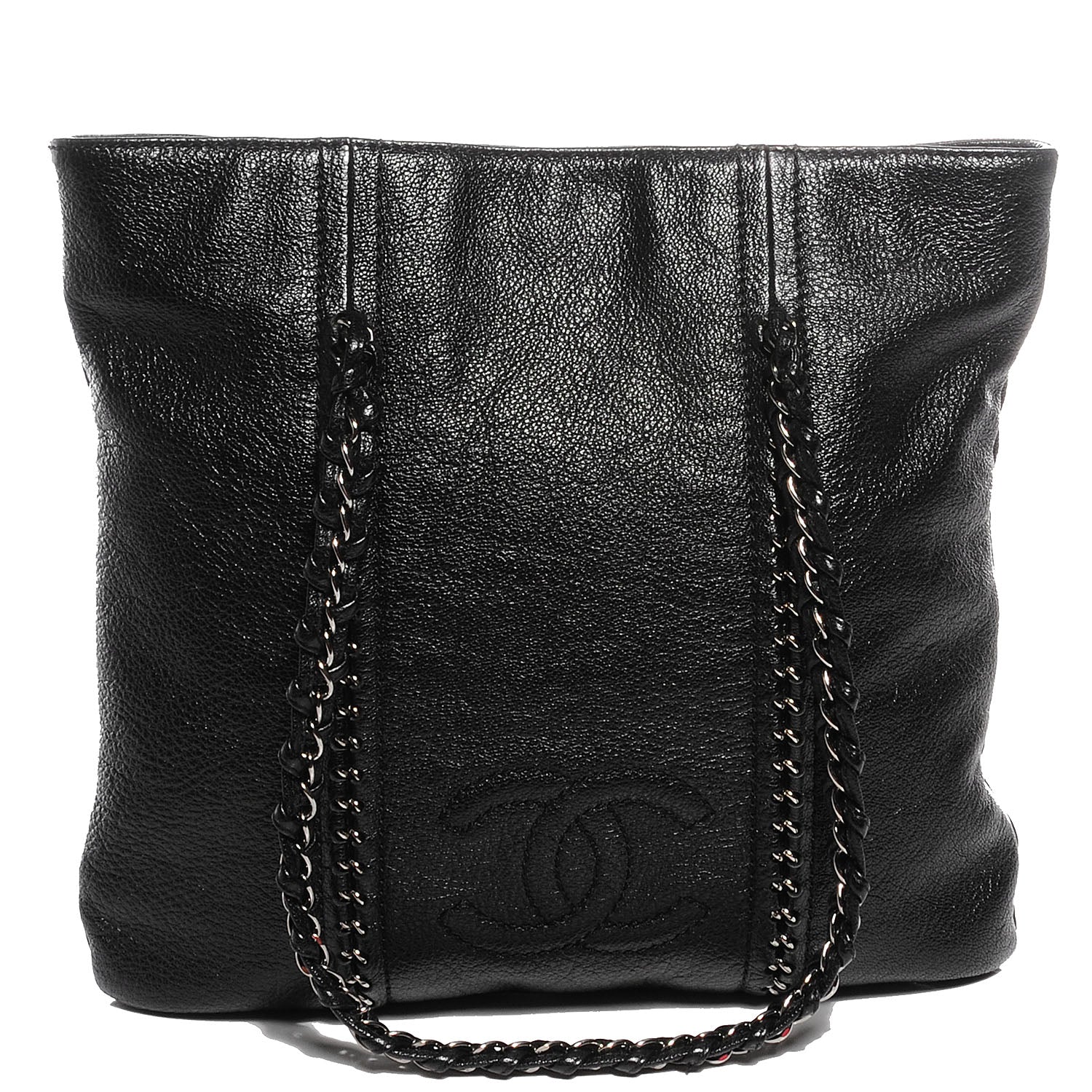 Chanel Metallic Deerskin Luxe Ligne North South Tote Black 1 of 7