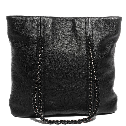 Chanel Metallic Deerskin Luxe Ligne North South Tote Black 1 of 7