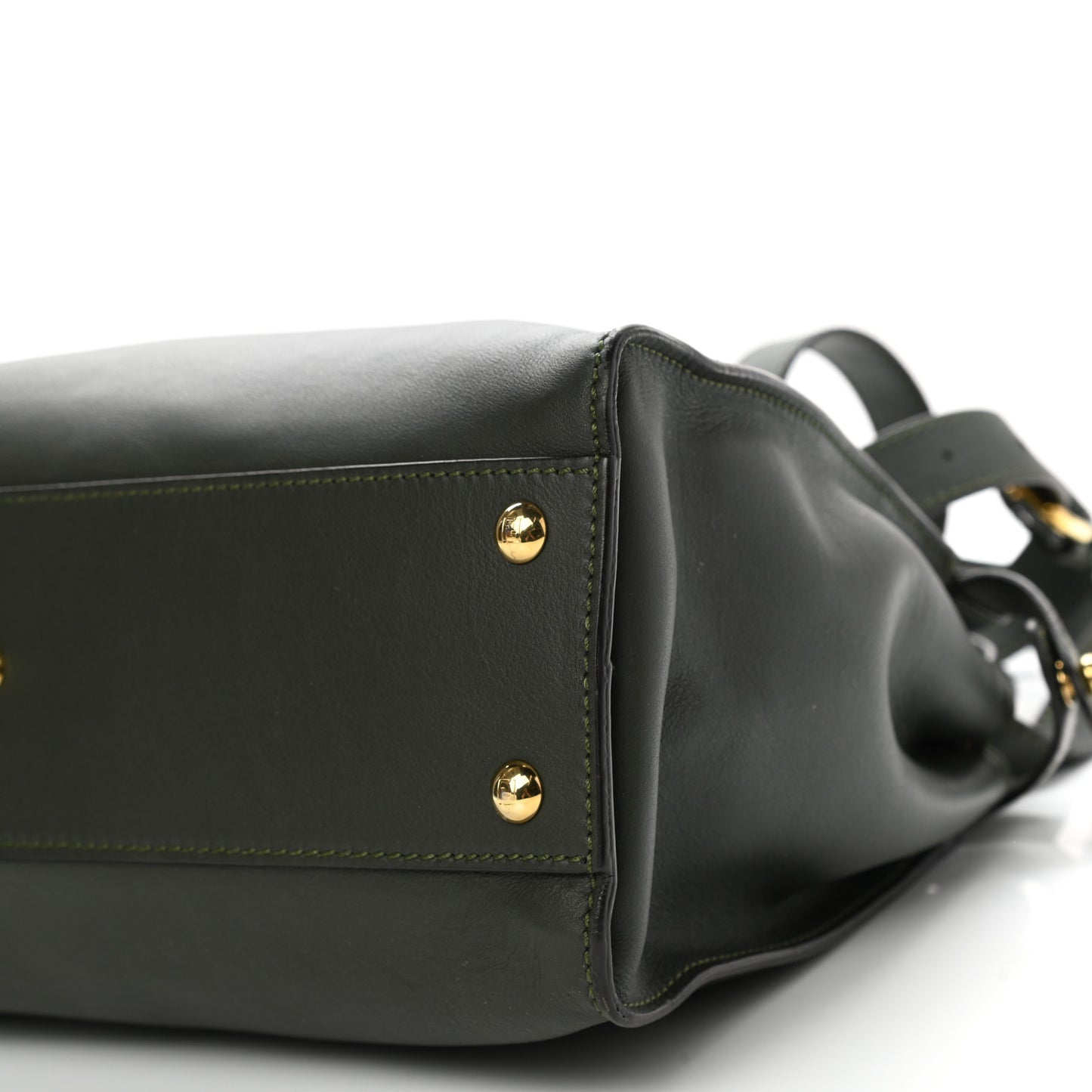 Vitello Seta Shiny Nappa Medium Peekaboo Iconic Satchel Verde Prato Makeup