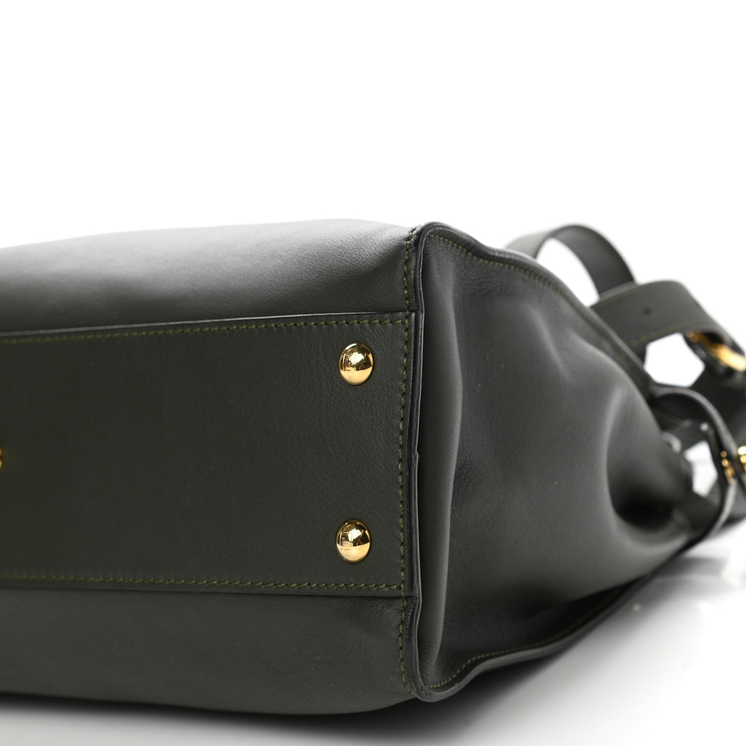 Fendi Vitello Seta Shiny Nappa Medium Peekaboo Iconic Satchel Verde Prato Makeup 10 of 10