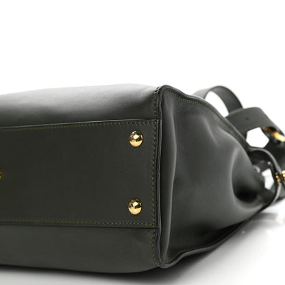 Fendi Vitello Seta Shiny Nappa Medium Peekaboo Iconic Satchel Verde Prato Makeup 10 of 10