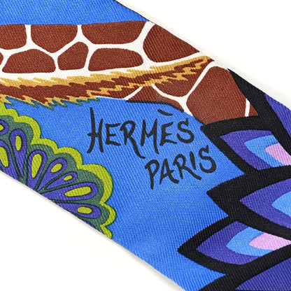 Hermes Silk The Three Graces Twilly Bleu Vert Marron 2 of 4