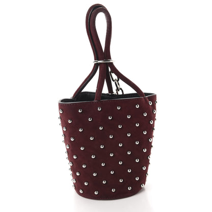 Alexander Wang Suede Studded Mini Roxy Bucket Bag Burgundy 3 of 10