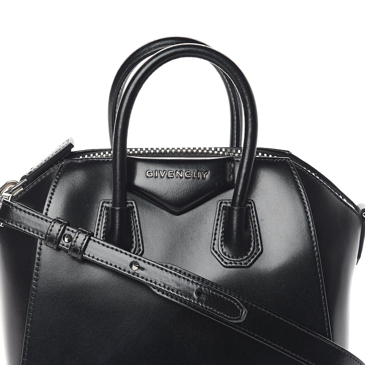 Shiny Lord Calfskin Mini Antigona Black