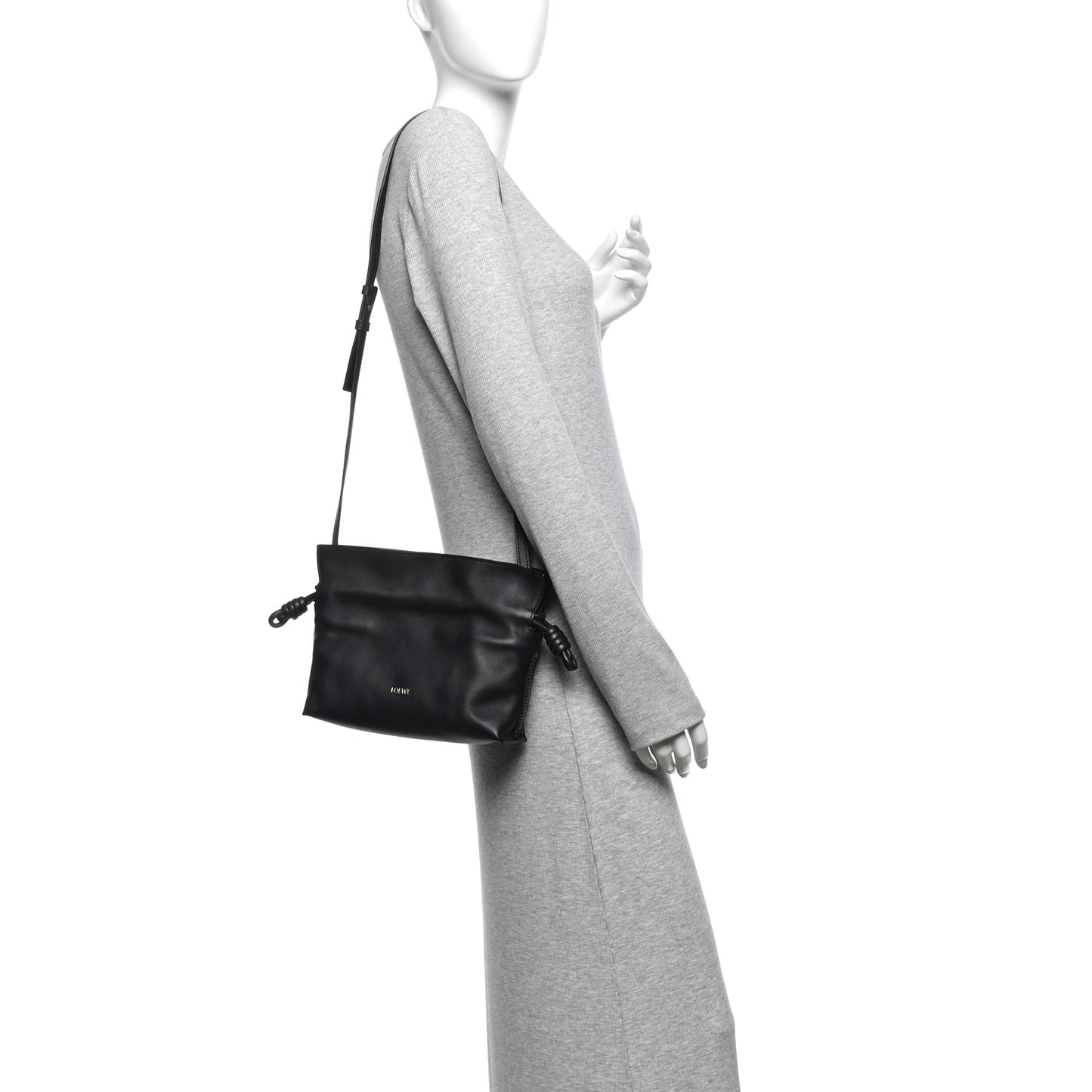 Calfskin Mini Flamenco Knot Clutch Black