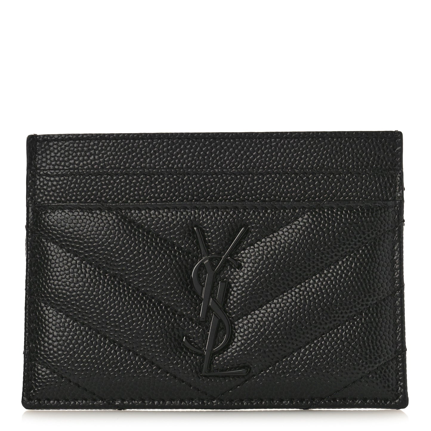 Grain De Poudre Matelasse Chevron Monochrome Monogram Credit Card Case Black