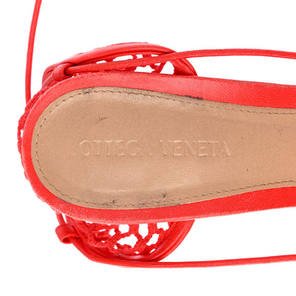 Bottega Veneta Mesh Nappa Stretch Ankle Tie Sandals 39 Tomato 6 of 14