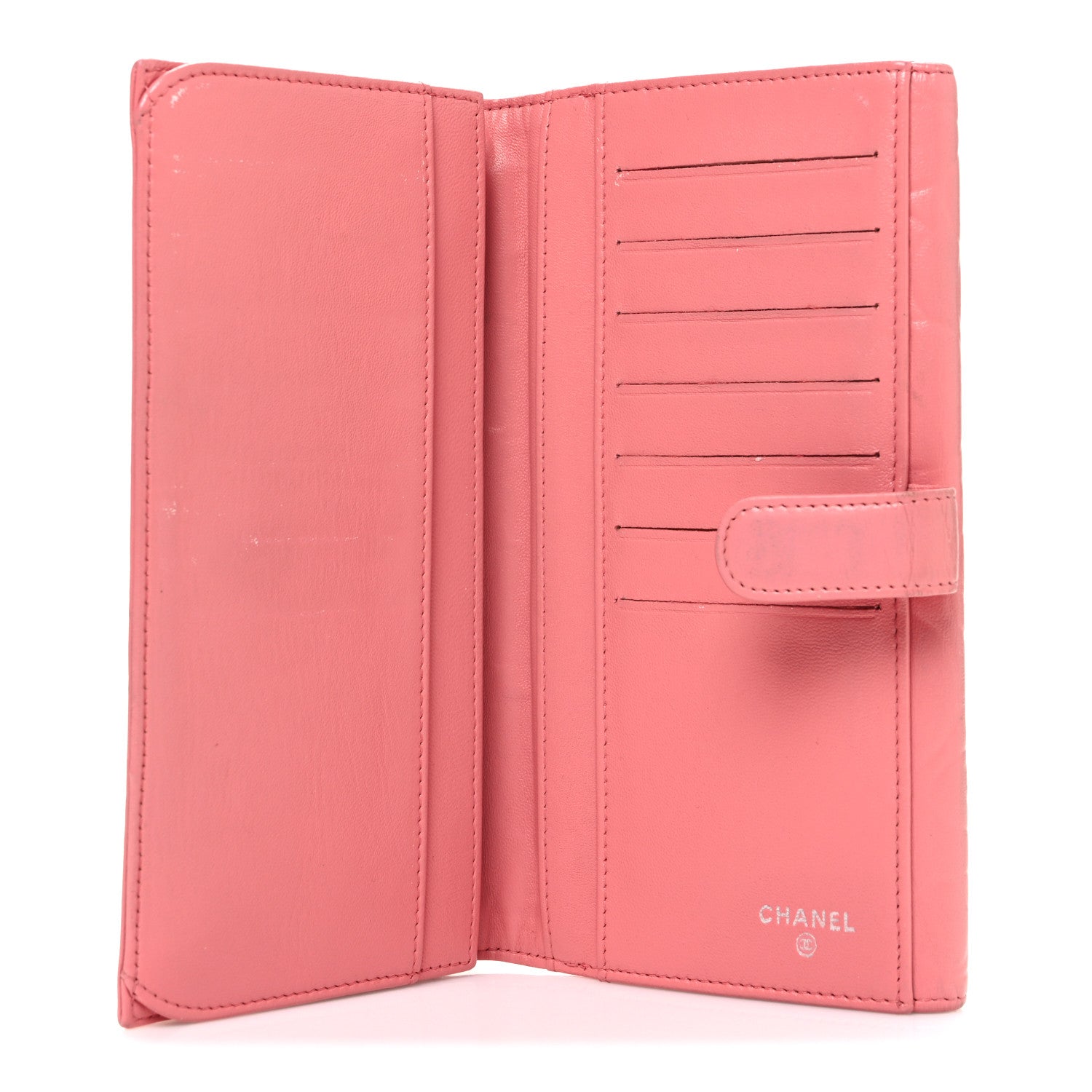 Chanel Lambskin Camellia Embossed Large Brilliant Flap Wallet Pink 5 of 8