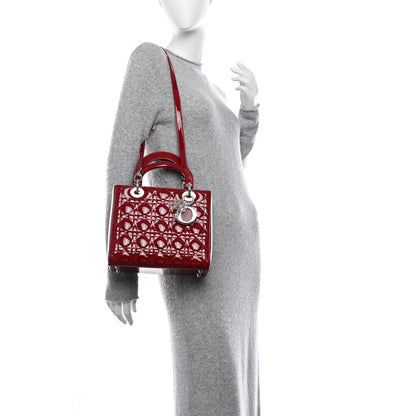 Christian Dior CHRISTIAN DIOR Patent Cannage Medium Lady Dior Red 2 of 12