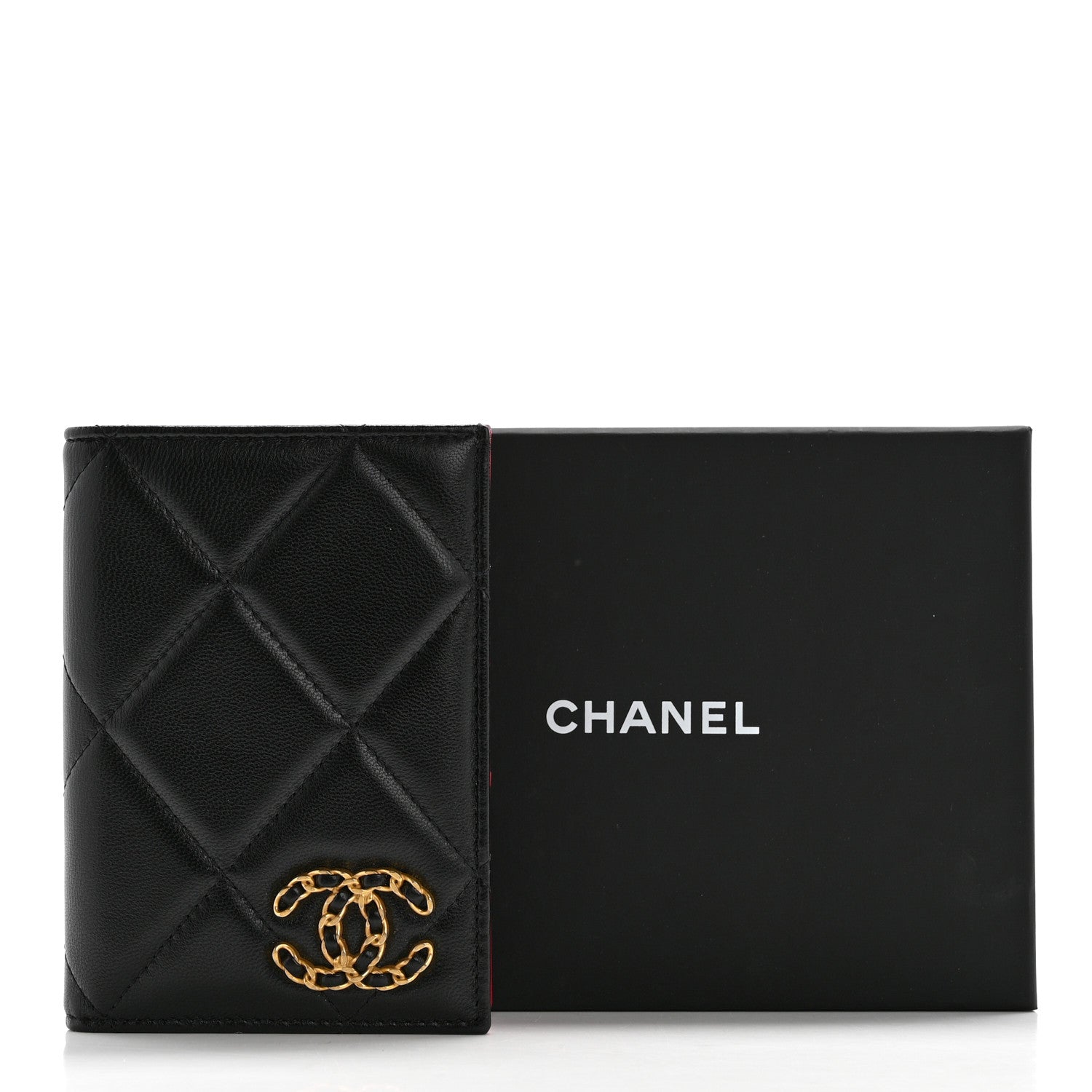 Chanel Lambskin Quilted Chanel 19 Passport Holder Black 10 of 10