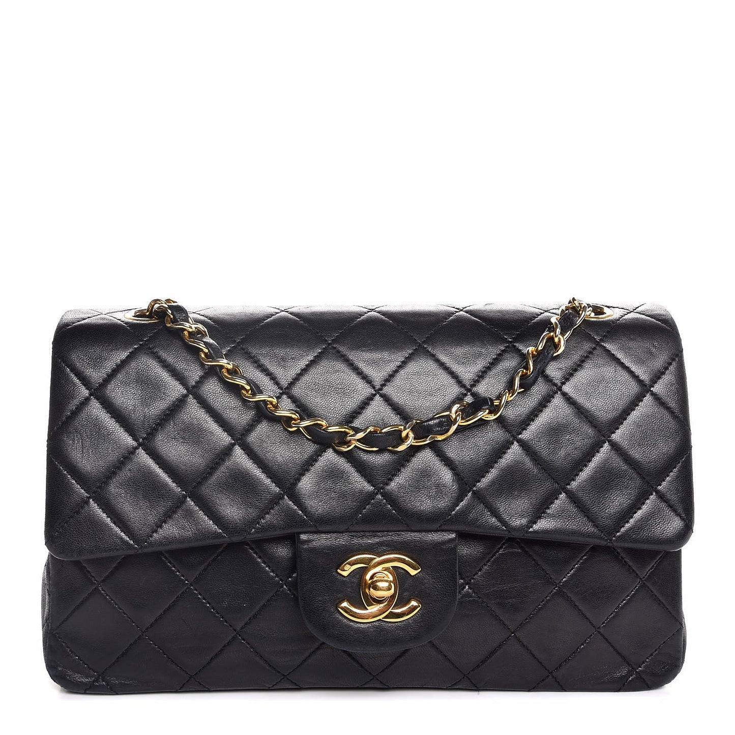 Lambskin Quilted Small Double Flap Black