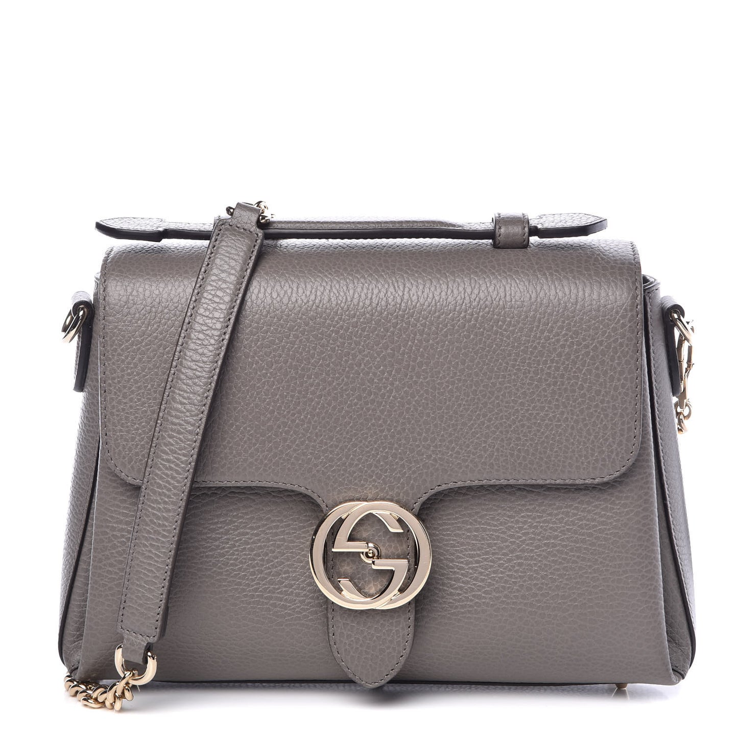 Dollar Calfskin Interlocking G Top Handle Shoulder Bag Loess