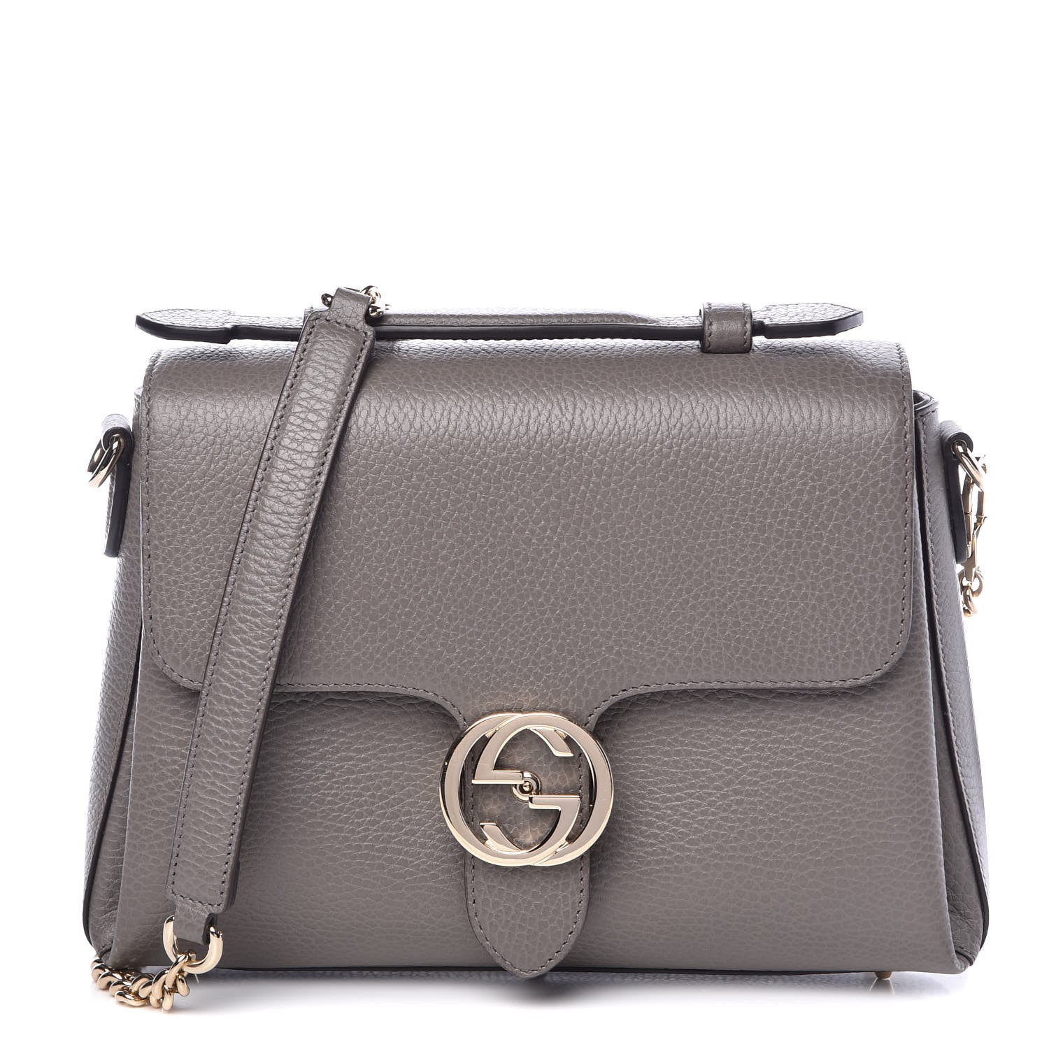 Gucci Dollar Calfskin Interlocking G Top Handle Shoulder Bag Loess 1 of 9