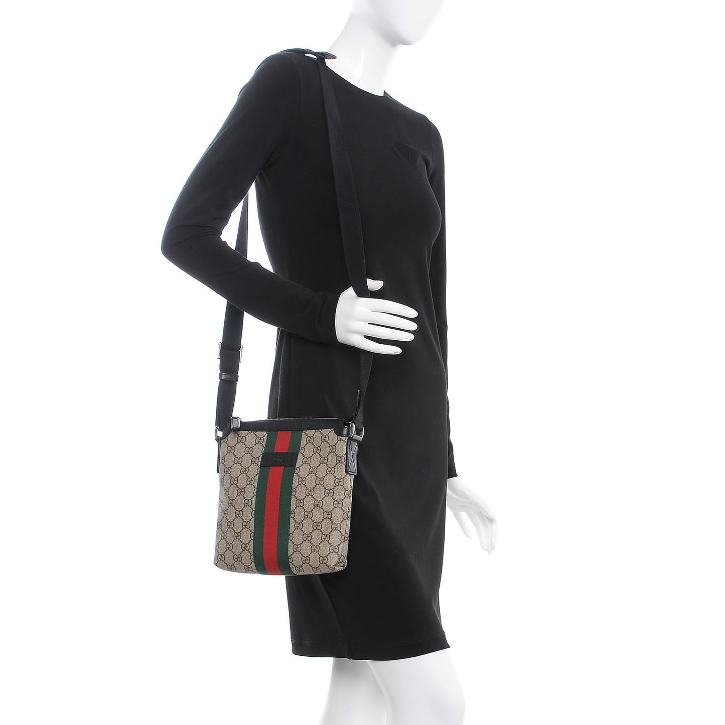 GG Supreme Monogram Web Messenger Bag Black