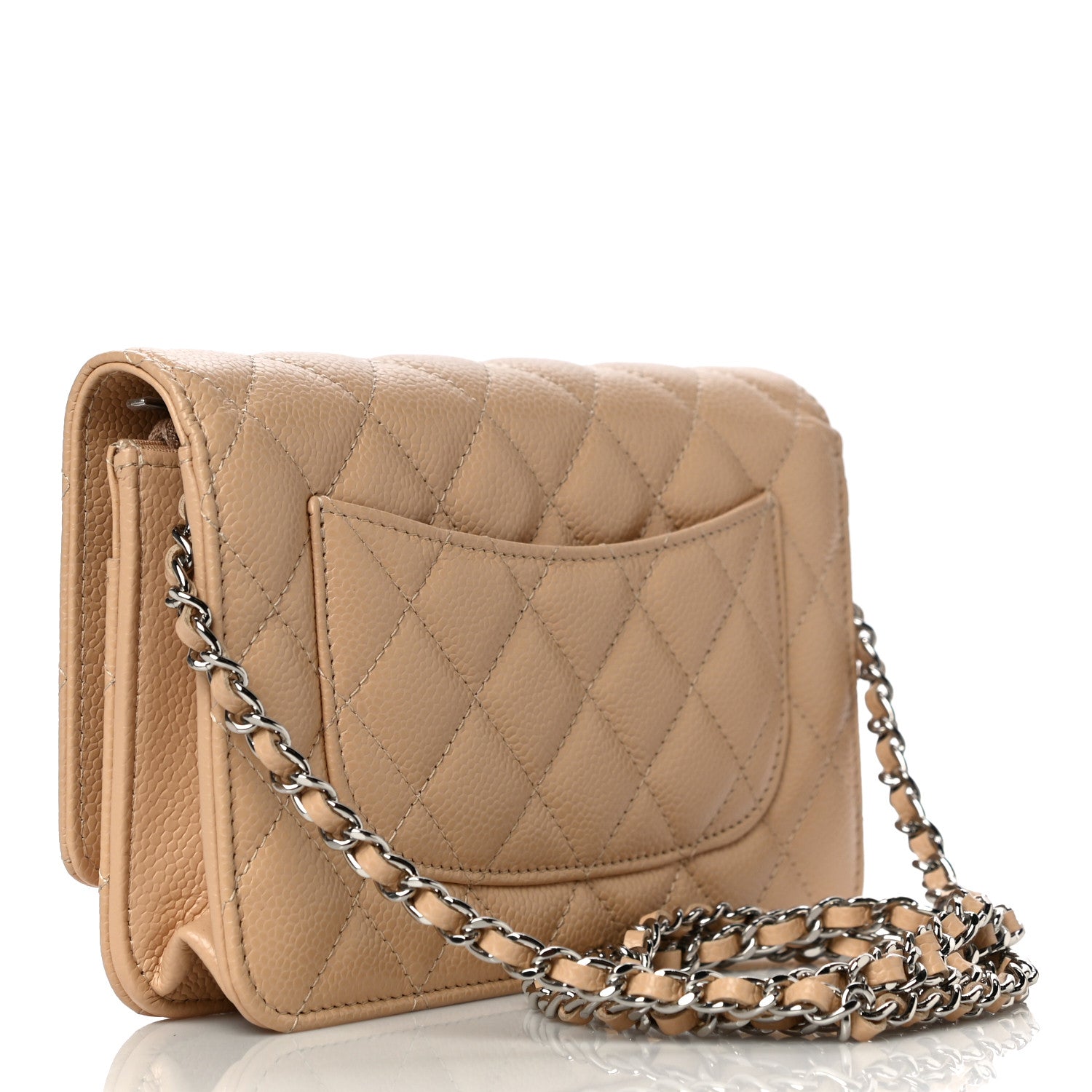 Chanel Caviar Quilted Wallet On Chain WOC Beige 3 of 12