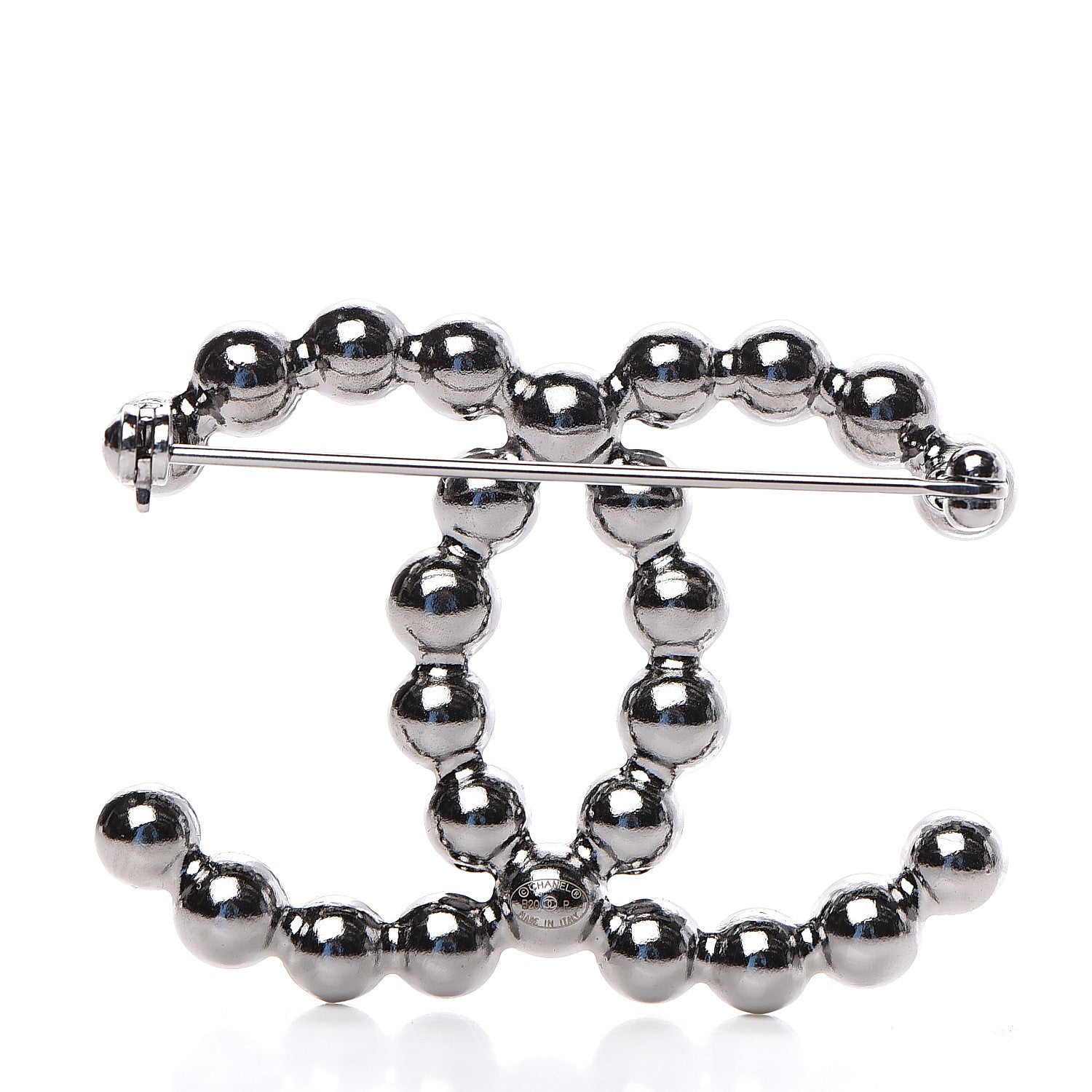 Chanel Pearl Crystal CC Brooch Silver 2 of 4