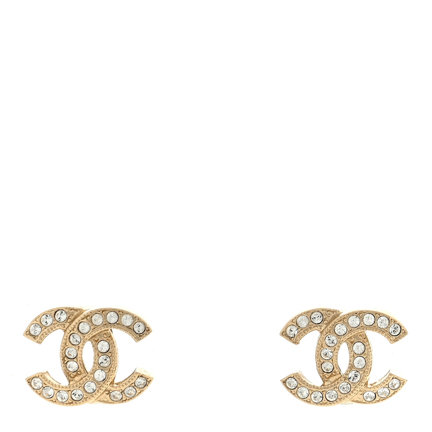 Metal Crystal Large CC Earrings Light Gold