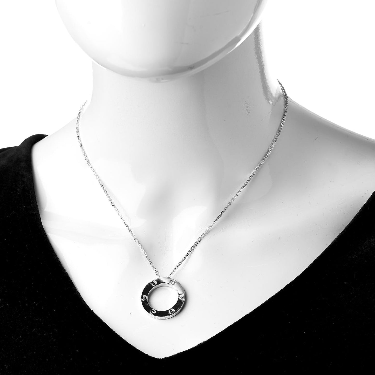 18K White Gold LOVE Pendant Necklace