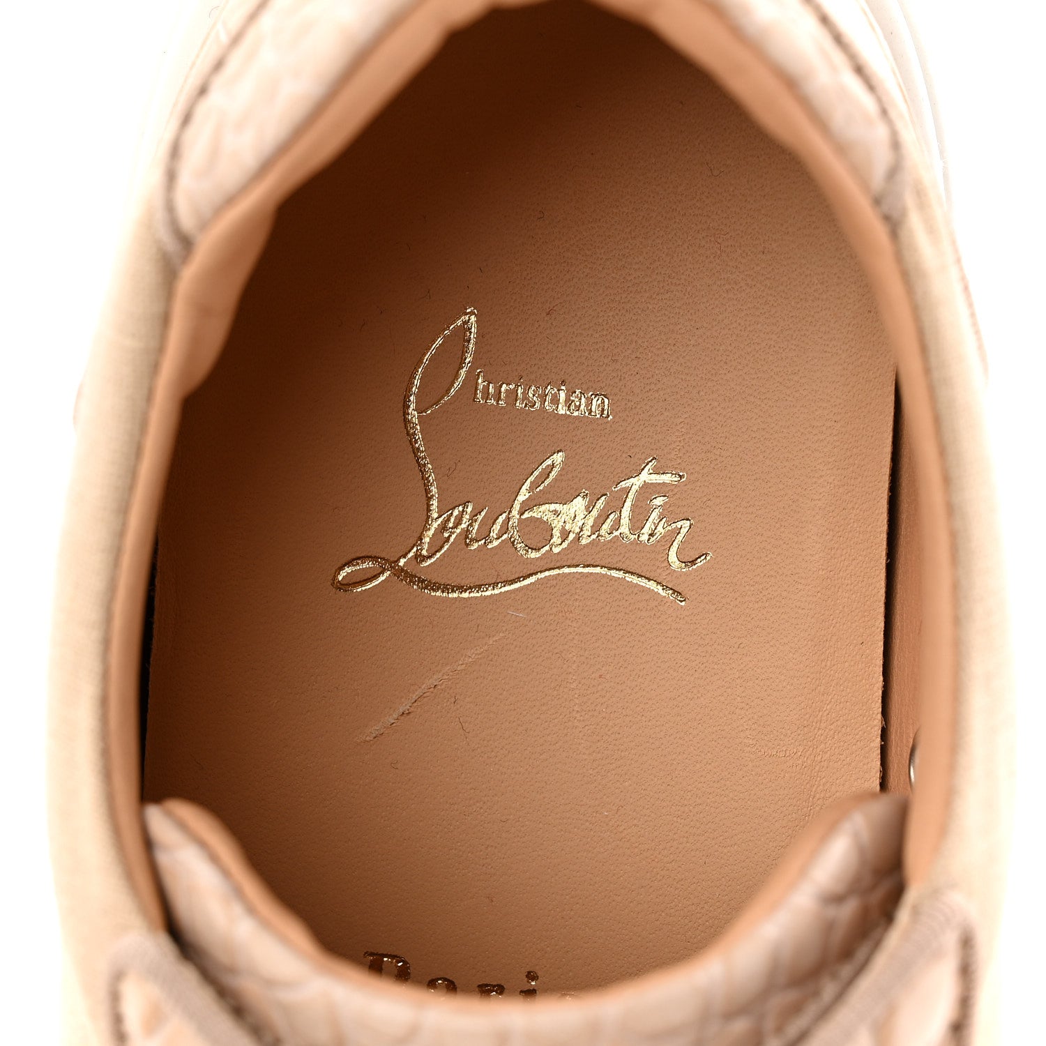 Christian Louboutin Calfskin Crocodile Embossed Vierissima Orlato Flat Sneakers 38.5 Nougat 8 of 9