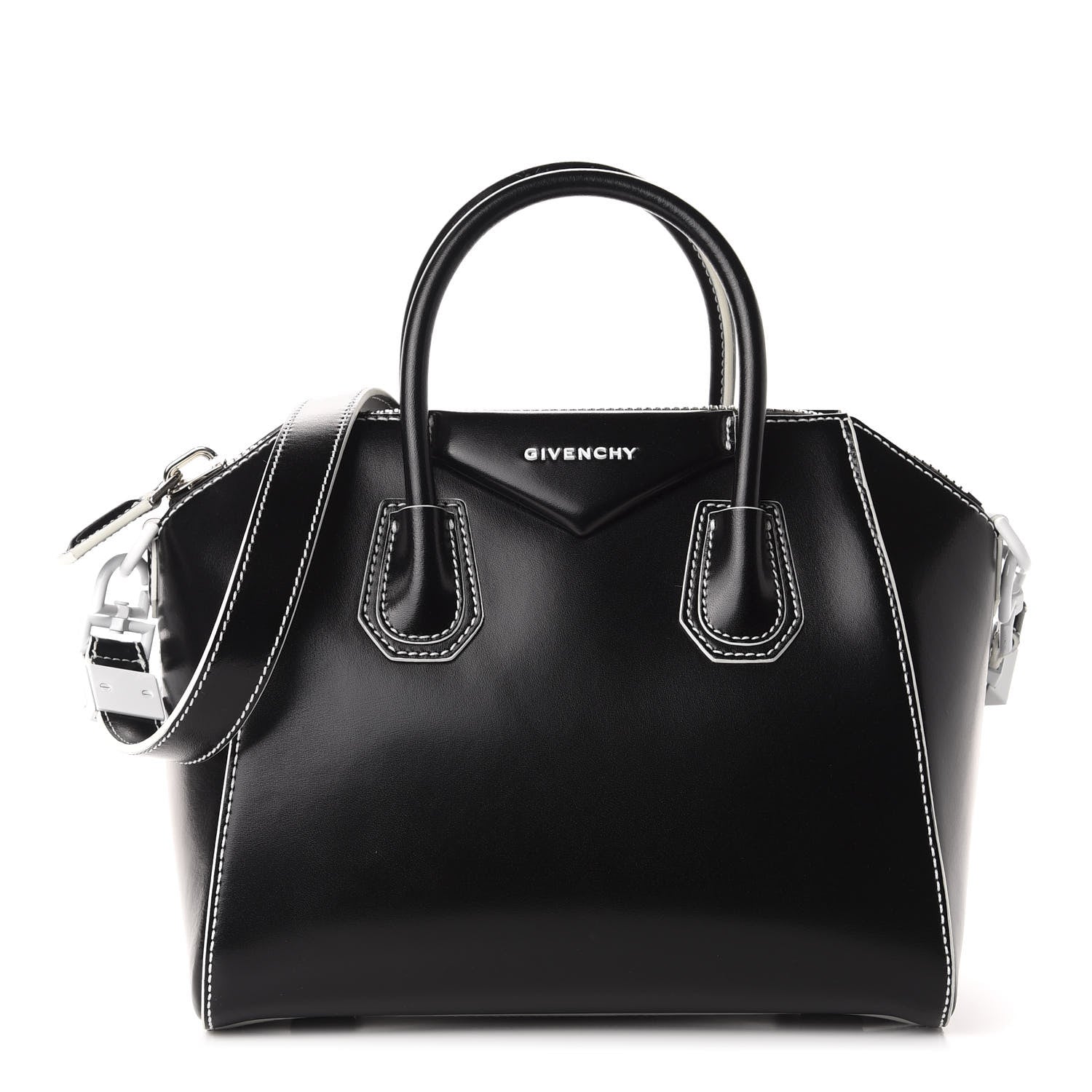 Givenchy Calfskin Contrast Topstitch Small Antigona Black White 1 of 10