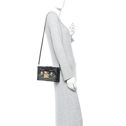 Louis Vuitton Lambskin Malletage Petite Malle Black Beige 2 of 10