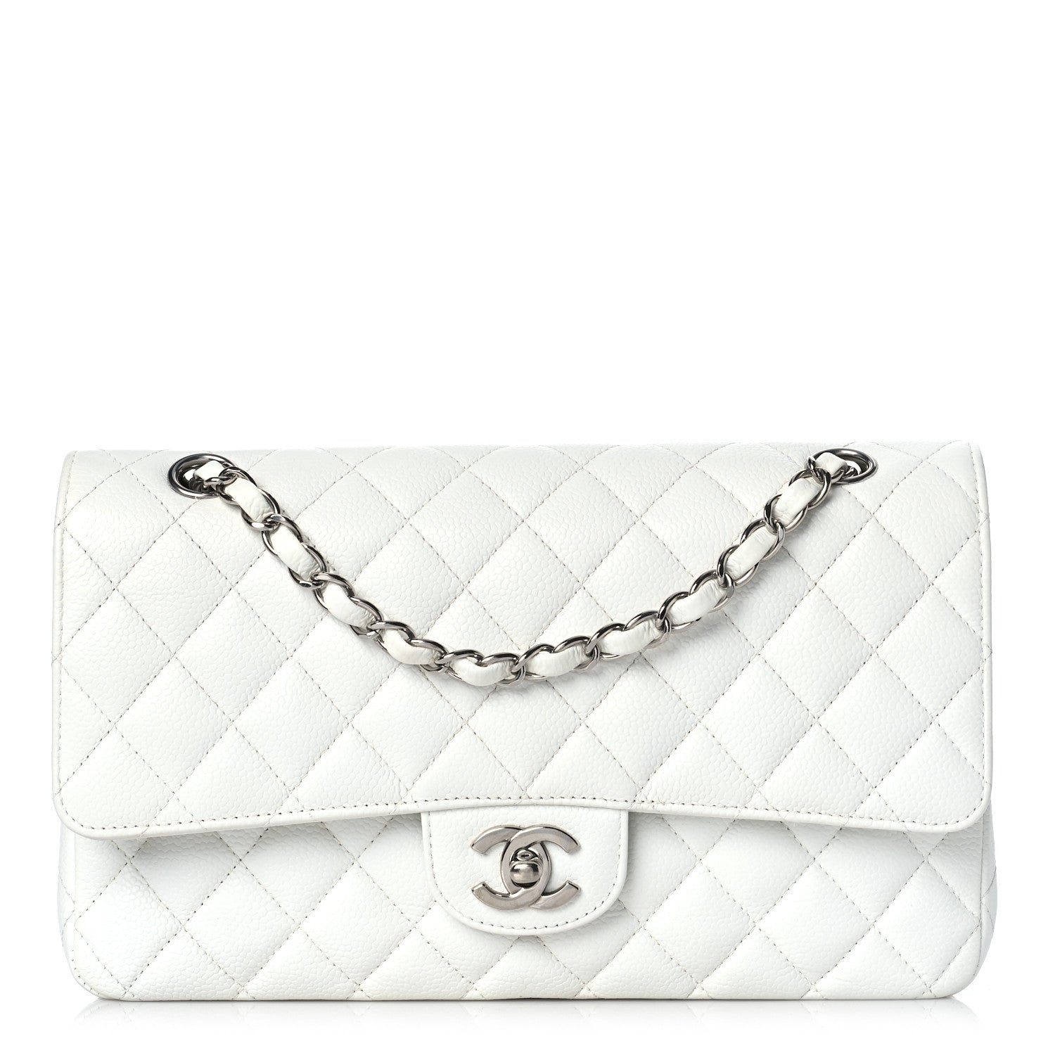 Chanel Caviar Quilted Medium Double Flap White 1 of 10