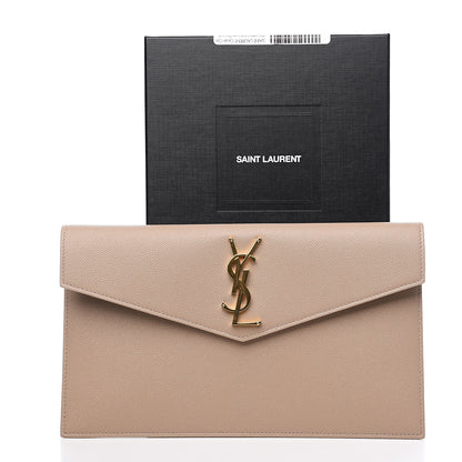 Saint Laurent Grain De Poudre Uptown Pouch Dark Beige 6 of 6