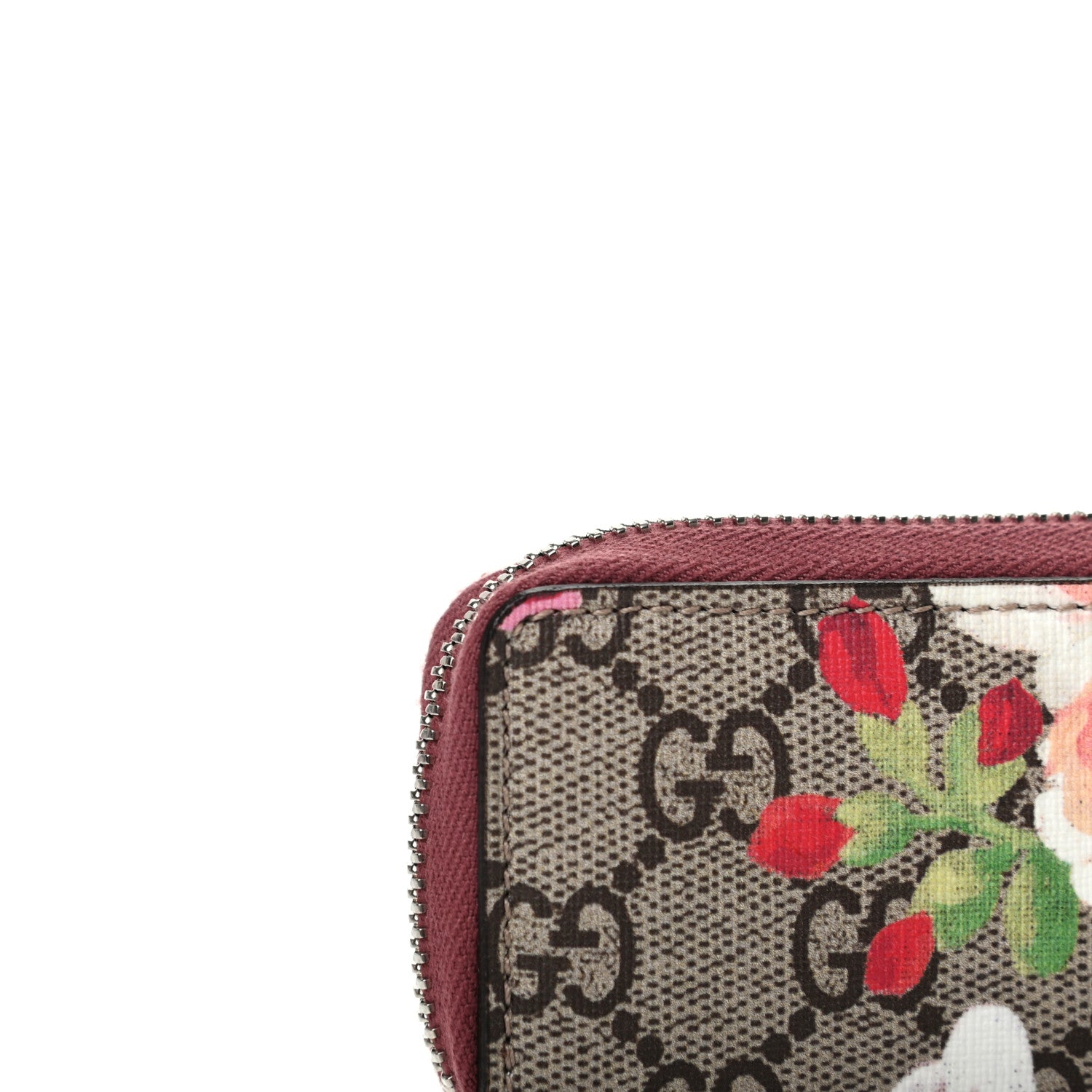 Gucci GG Supreme Monogram Blooms Zip Around Key Case Beige Multicolor Dry Rose 7 of 7