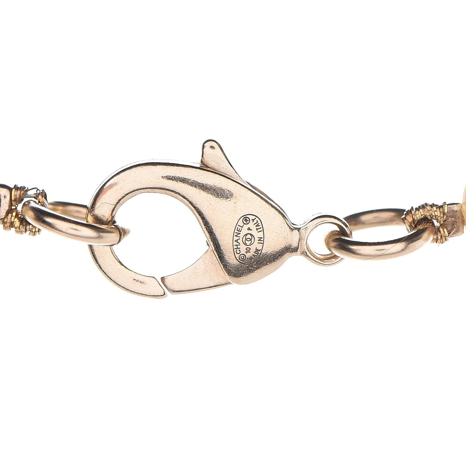 Chanel Graduated Pearl Crystal CC Long Necklace Light Gold 4 of 5