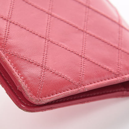 Chanel Lambskin Diamond Stitched Yen Wallet Fuchsia 14 of 17