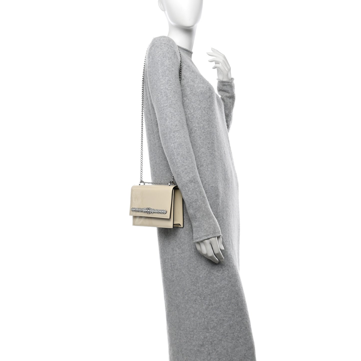 Patent Crystal Embellished Bing Bohemia Crossbody Bag White