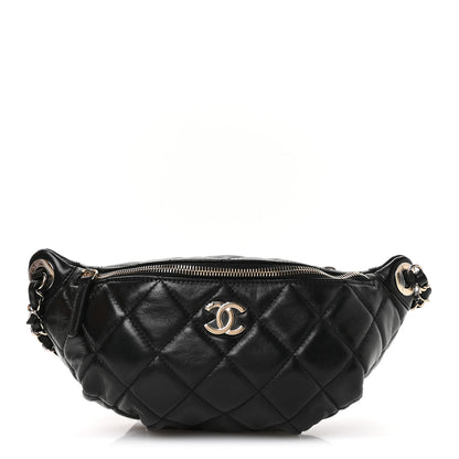 Chanel Lambskin Quilted Waist Bag Fanny Pack Black 1 of 11