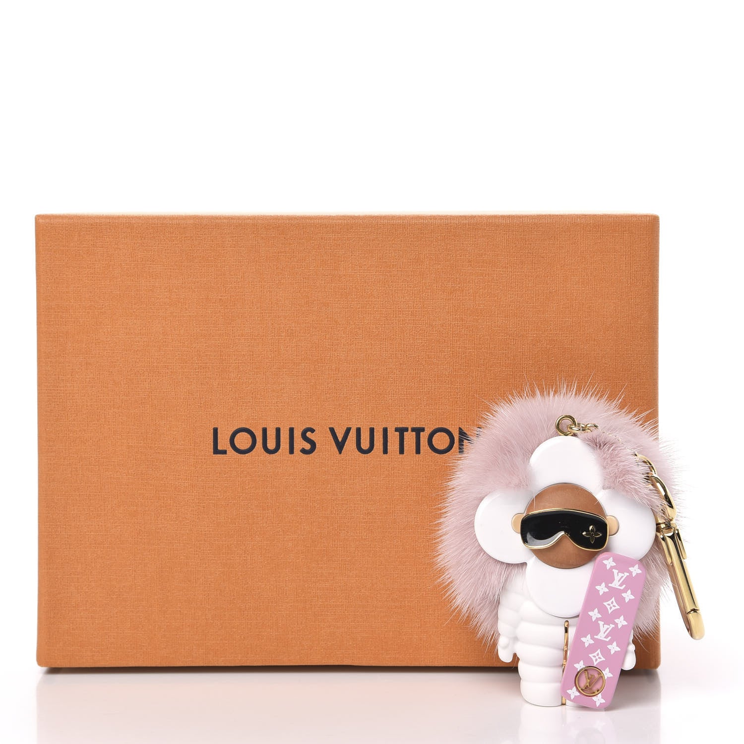 Louis Vuitton Resin Wood Mink Fur Vivienne Snowboard Bag Charm Key Holder 3 of 3
