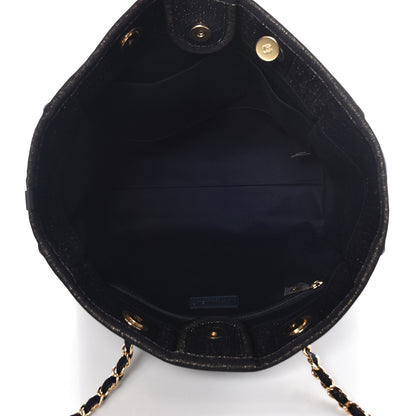 Chanel Lurex Canvas Small Deauville Tote Navy Blue Gold 5 of 12