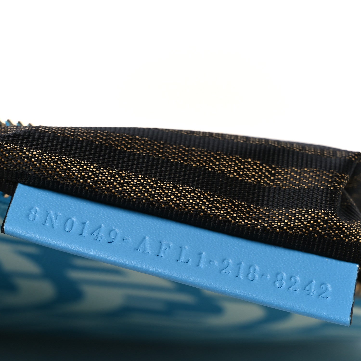 Fendi X SARAH COLEMAN Glazed Fabric Jacquard Vitello King FF Vertigo Medium Flat Pouch Cyber Blue White 7 of 9