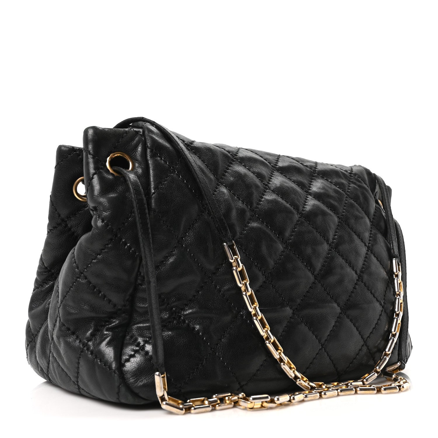 値下げ！シャネル オーデコロン プァーモンジュー Chanel Aged Calfskin Quilted Accordion Flap Black 1806613
