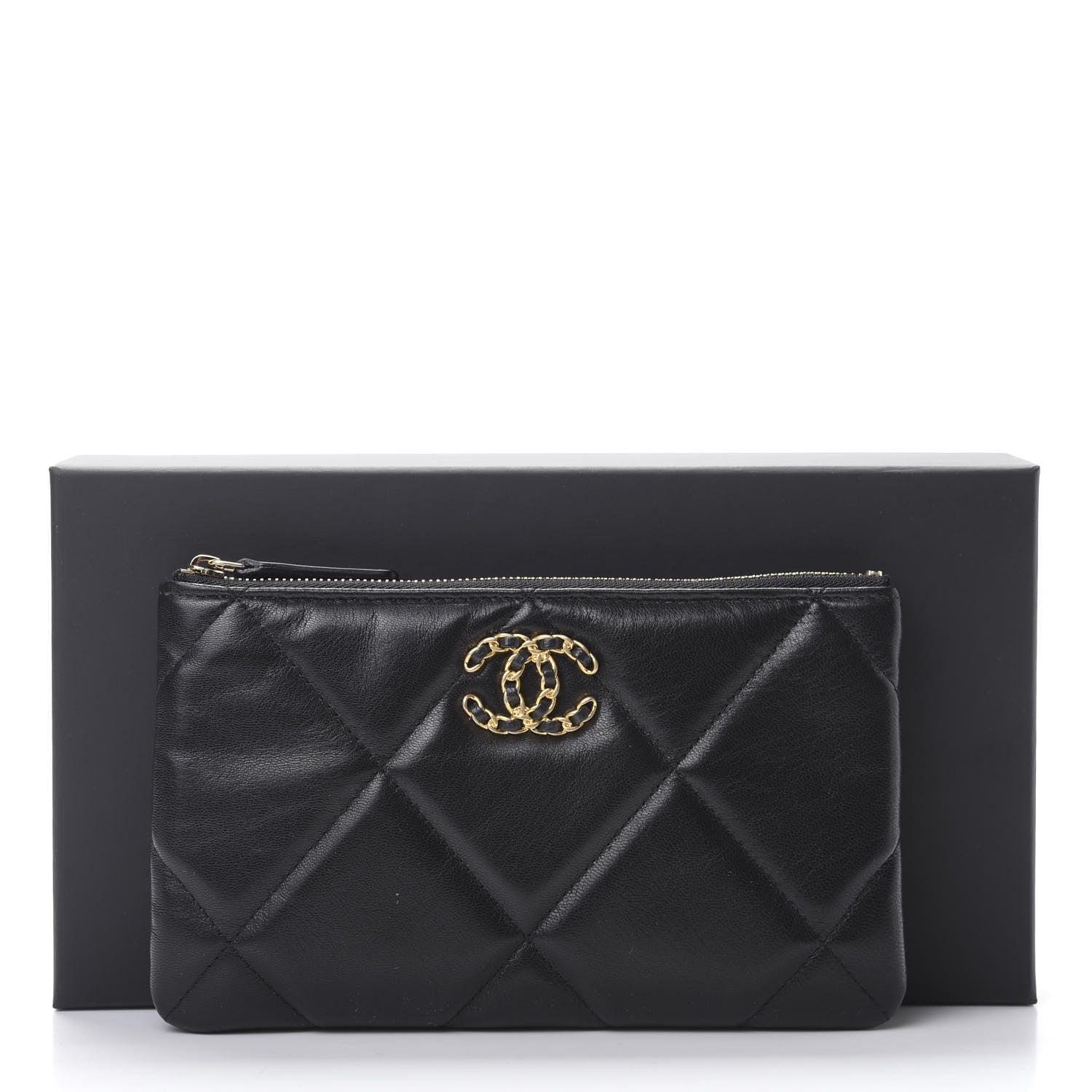 Chanel Shiny Goatskin Quilted Small 19 Pouch Black 8 of 8