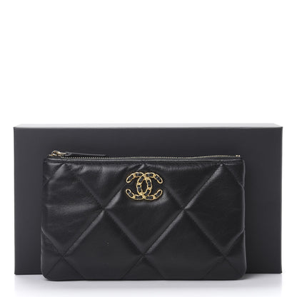 Chanel Shiny Goatskin Quilted Small 19 Pouch Black 8 of 8