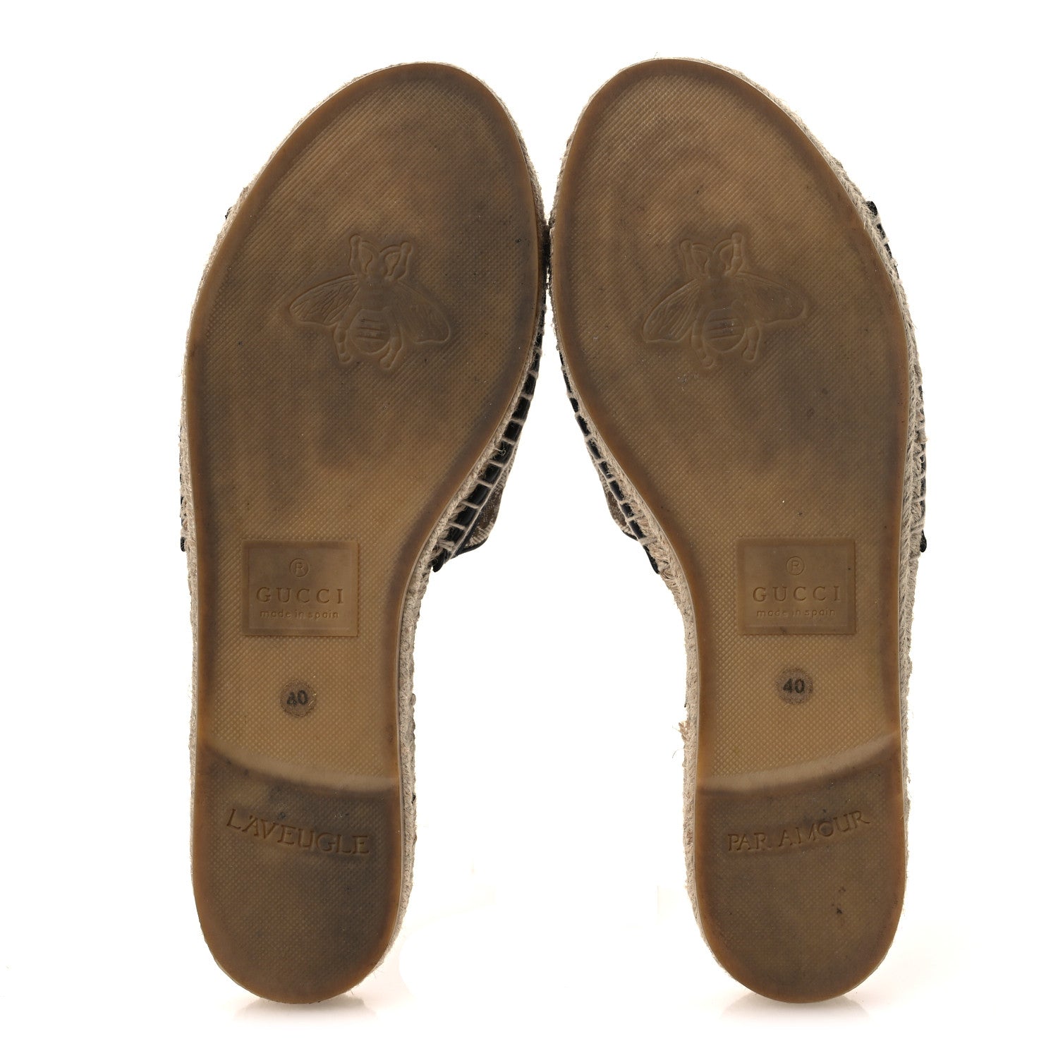 Gucci Monogram Matelasse GG Marmont Espadrille 20mm Slide Sandals 40 Beige Ebony Black 7 of 13