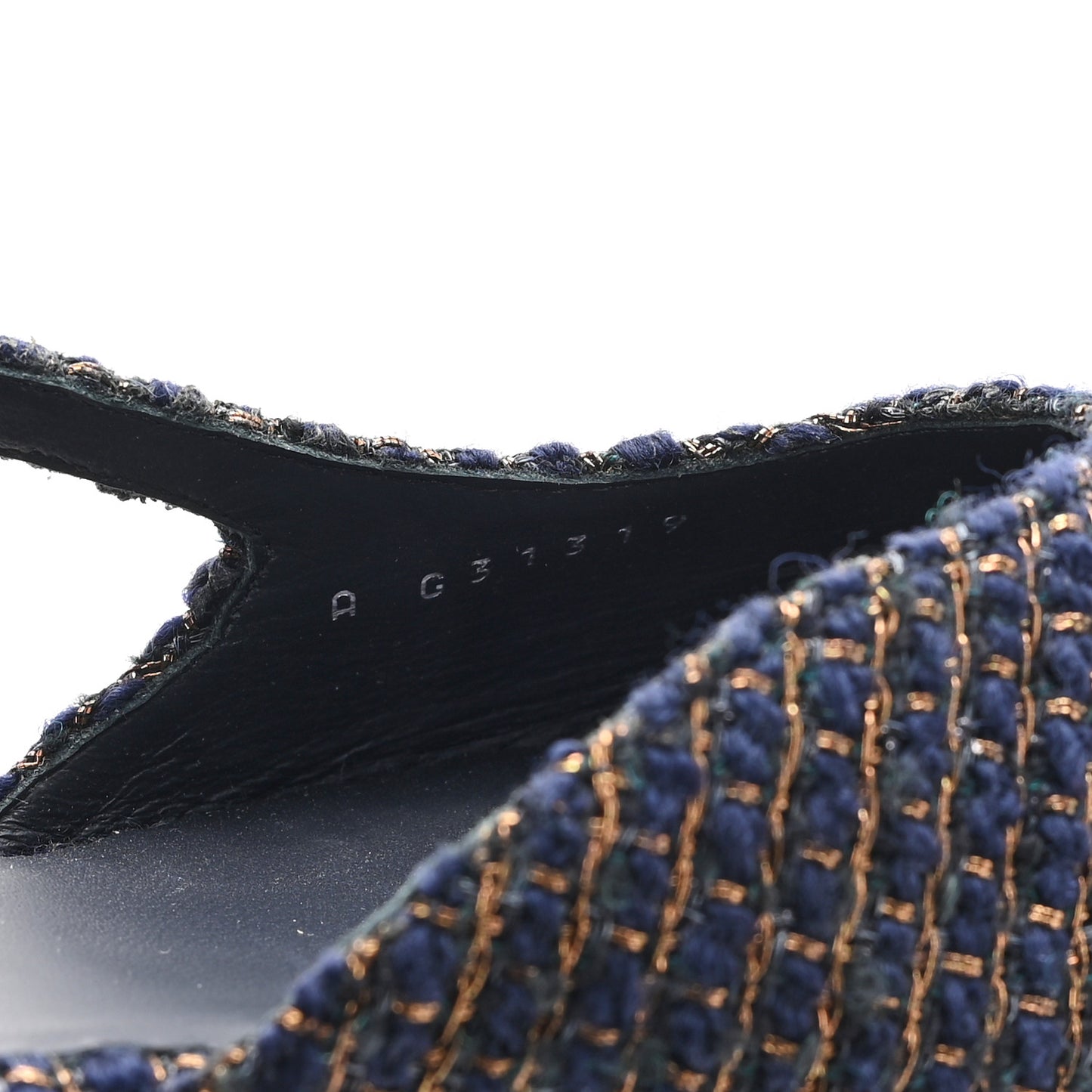 Tweed Grosgrain Cap Toe CC Slingback Flats  40 Blue Gold