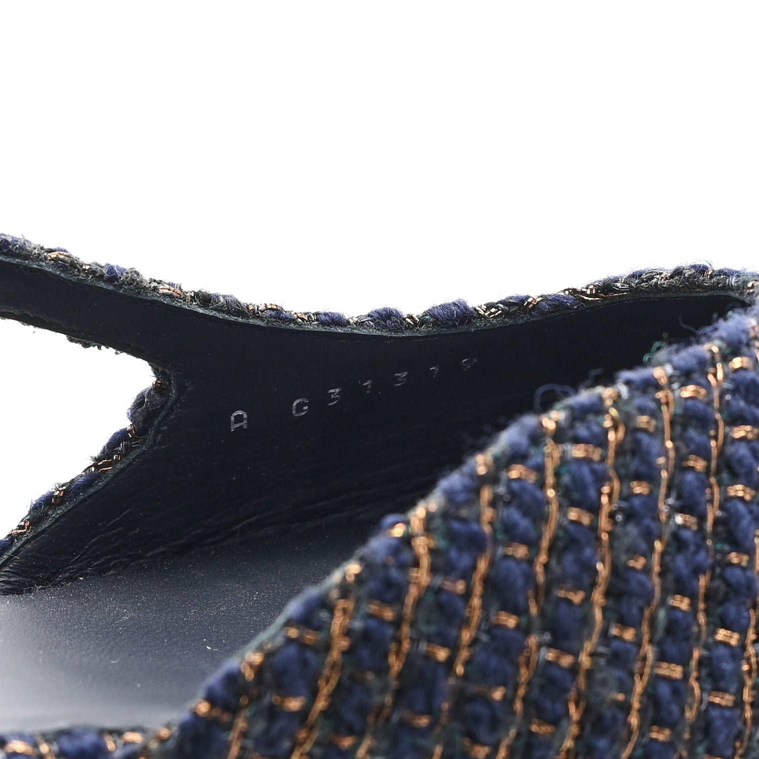 Chanel Tweed Grosgrain Cap Toe CC Slingback Flats  40 Blue Gold 9 of 9