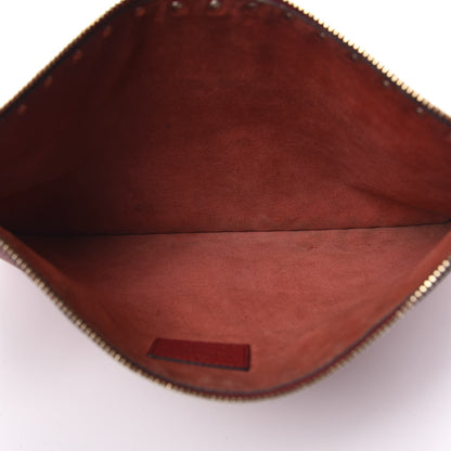 Valentino Garavani Pebbled Calfskin Large Rockstud Zip Pouch Rosso Valentino 5 of 12
